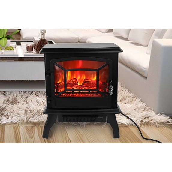ENYOPRO Electric Fireplace Freestanding, 17" Electric Fireplace Heater with Realistic 3D Flame Effect and Overheating Protection, CSA Certification, TE1843
