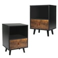 thumbnail image 1 of SESSLIFE End Side Table Set of 2 with a Drawer, Wood Bedside Table, Versatile Nightstand, Storage Shelf, Side Table for Home & Office,Brown, 1 of 10
