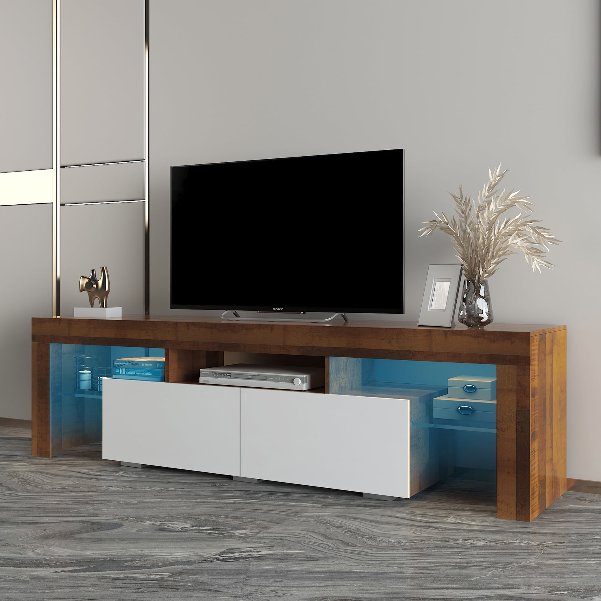 SESSLIFE Entertainment Center for 70 inch TVs, Modern TV Stand with Led
