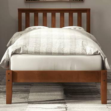 SESSLIFE Espresso Twin Wood Bed Frame, Wood Platform Bed w/ Headboard, Adults Kids Modern Bed Frame, No Box Spring Needed, Easy Assembly