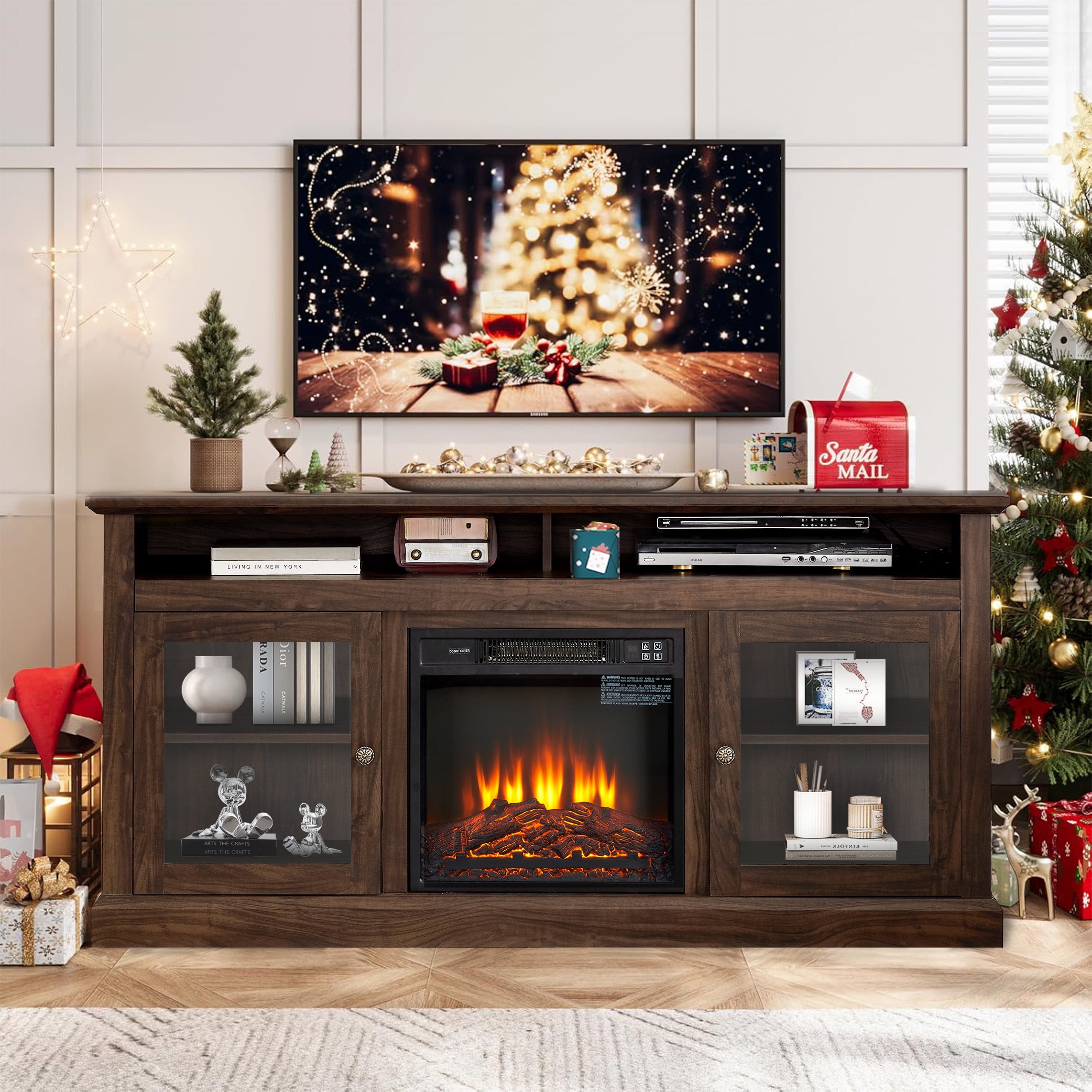 SESSLIFE Fireplace TV Stand for 65 Inch TV, TV Console with 18 ...