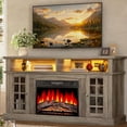 thumbnail image 1 of SESSLIFE Fireplace TV Stand for TVs up to 65 Inches, Farmhouse Entertainment Console with 23-Inch Electric Fireplace, Wash Gray, 1 of 11
