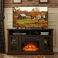 thumbnail image 1 of SESSLIFE Fireplace TV Stand for 65 Inch TV, TV Console with 23''Electric Fireplace, Console Entertainment Center Television Table for Living Room or Bedroom, Brown, 1 of 8