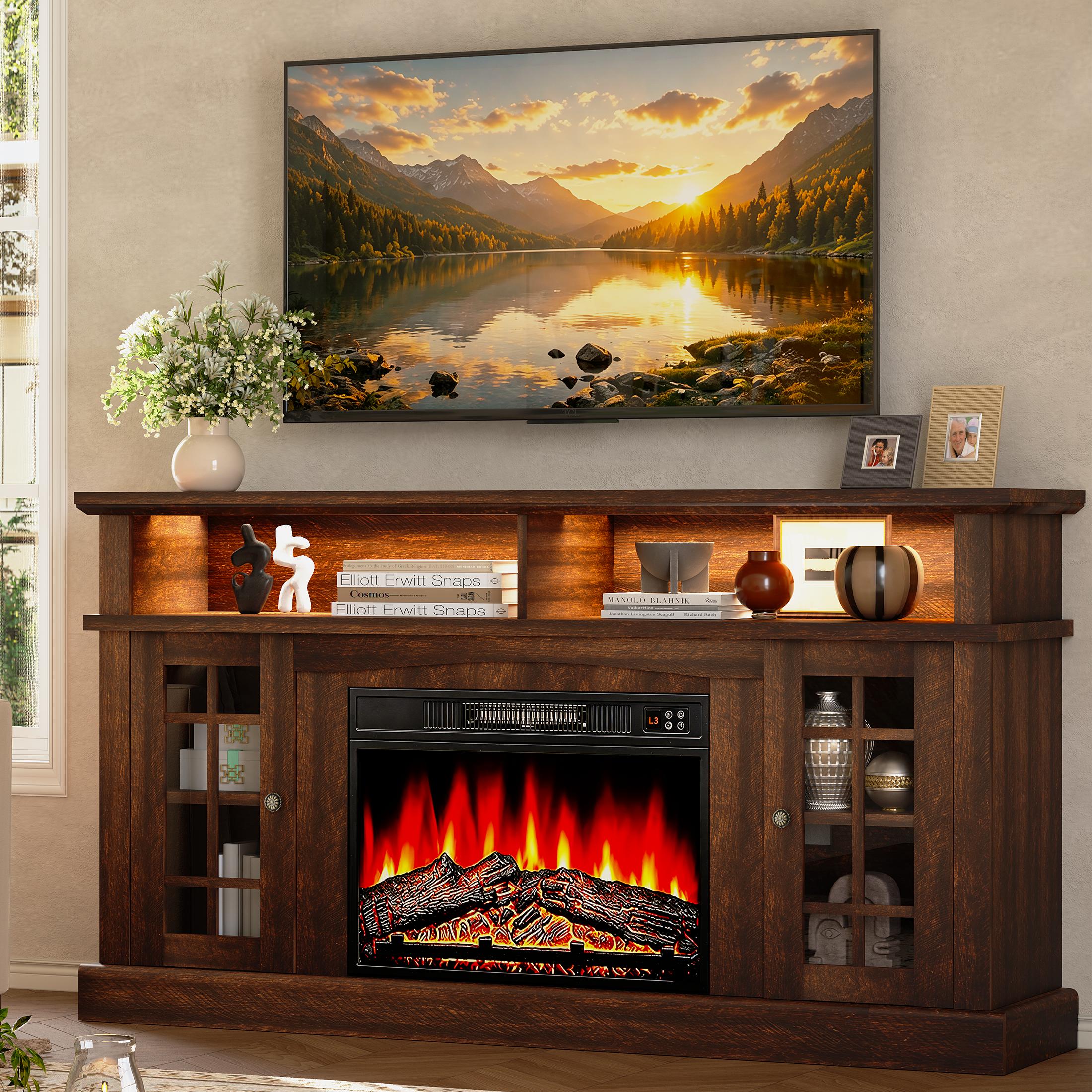 SESSLIFE Fireplace TV Stand LED Light 60 Inch TV TV Console 23 Electric Fireplace Console Entertainment Center Television Table Living Room Bedroom G: Key Details Before Checkout