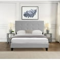 thumbnail image 1 of SESSLIFE Gray Platform Bed, Upholstered Platform Bed with Sturdy Wood Slats Support, Bed Frame with Pull Point Tufted Headboard, Mattress Foundation No Box Spring Needed, Easy Assembly, 1 of 5