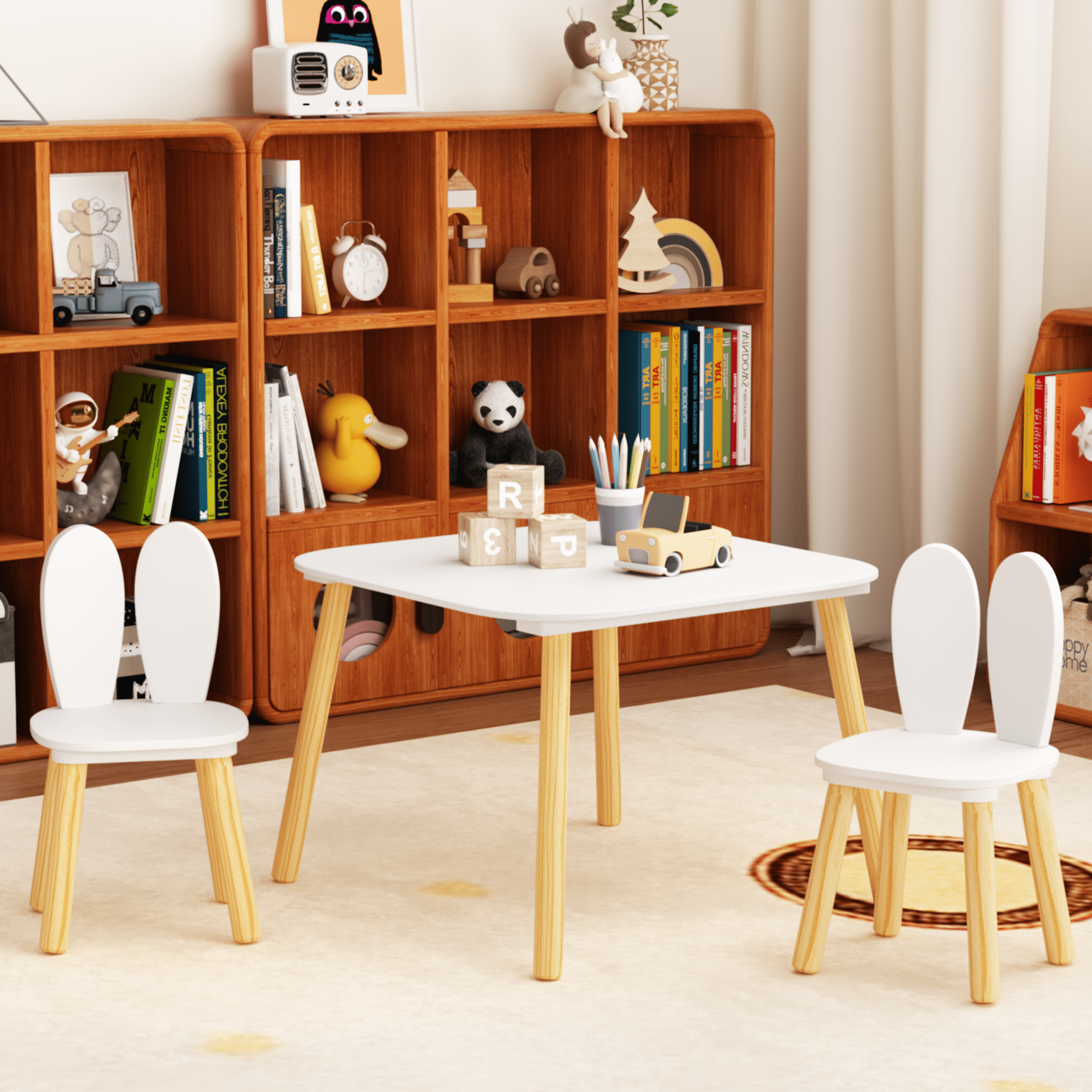 お孫さんへ　手作りオリジナル★幼児向け チェア&テーブルセット★230lab Amazon.com: Arlopu Kids Table and Chair Set, 4 in 1 Wooden