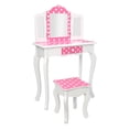 thumbnail image 1 of SESSLIFE Kids Vanity Table and Chair, Children Vanity Set with Mirror, Makeup Dressing Table with a Drawer，Play Vanity Set for Girls, Reds Dots and White, 1 of 8