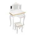 thumbnail image 1 of SESSLIFE Kids Vanity Table and Chair, Children Vanity Set with Mirror, Makeup Dressing Table with a Drawer，Play Vanity Set for Girls, Yellow Dots and White, 1 of 10