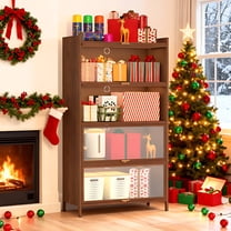 SESSLIFE Metal Storage Cabinet with Doors and Shelves, 57" Steel Utility Cabinet for Kitchen, Bathroom Storage Cabinet for Small Spaces, Narrow Freestanding Cabinet, Walnut