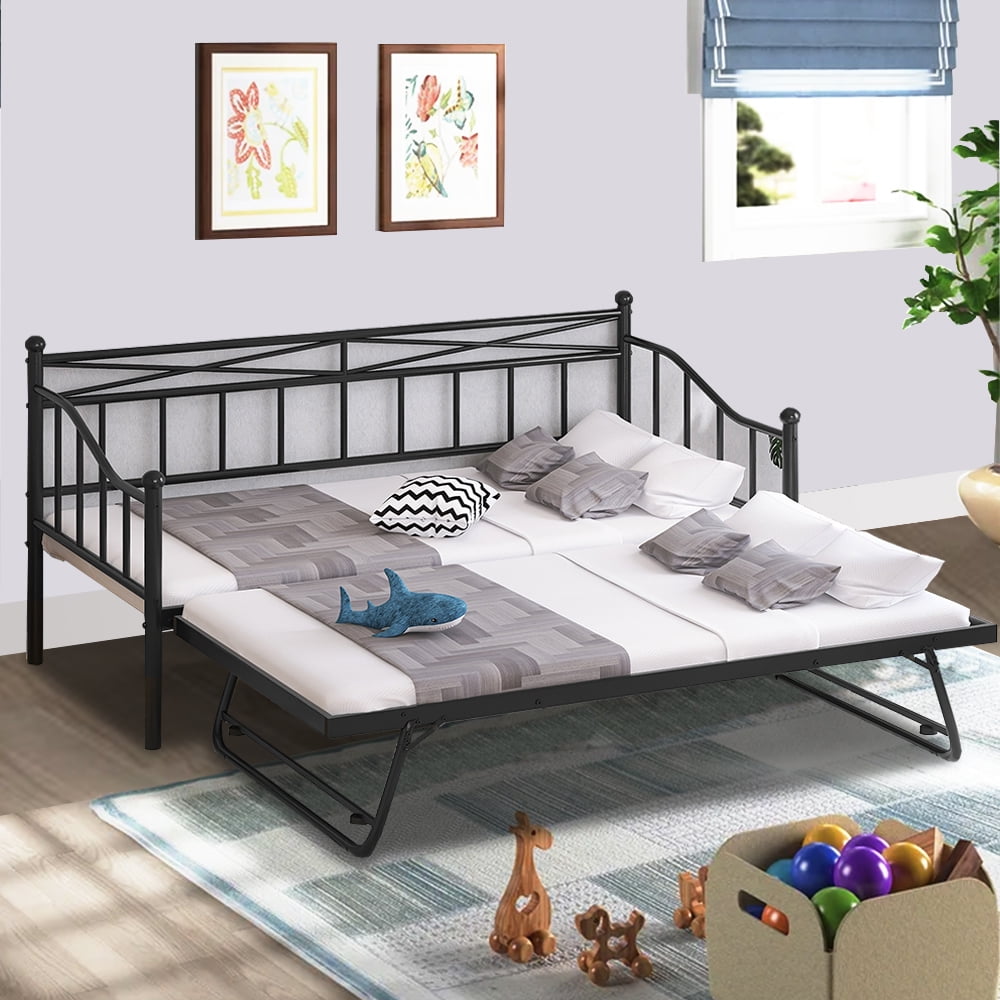 SESSLIFE Metal Twin Size Daybeds, Daybed with Trundle for Small Space