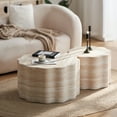 thumbnail image 1 of SESSLIFE Modern Round Coffee Table Set, 2 Piece Living Room Tables with Faux Mars Pattern, Easy to Clean Minimalist Side Table for Apartment, Office, Compact Design, 1 of 11