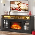 thumbnail image 1 of ENYOPRO Fireplace TV Stand with LED Light for 65 Inch TV, TV Console with 24''Electric Fireplace, Console Entertainment Center Television Table for Living Room or Bedroom, Black+Brown, 1 of 9