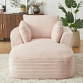 thumbnail image 1 of SESSLIFE Oversized Chaise Lounge Chair, 64.6" Comfy Corduroy Chaise Sofa Recliner Bed Upholstered Sleeper Couch Bed for Living Room, Bedroom, No Assembly, Pink, 1 of 5