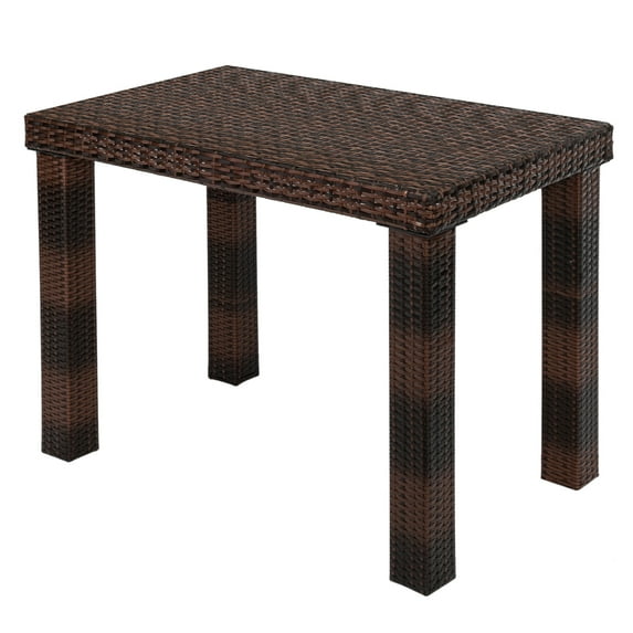SESSLIFE Patio Bar Table, Brown Rattan Outdoor Dining Table, TE3021