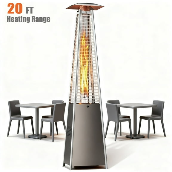 Enyopro Heavy Duty Patio Heater for Outdoor Use, 480,00 BTU Outdoor Propane Heater with Cover, ETL Certificated, Sliver