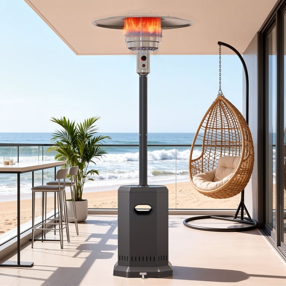 Enyopro Patio Propane Heater, 50,000 BTU Patio Heater for Outdoor Use, Freestanding Heater with Wheels, Stainless Steel Outdoor Heater with Overheating Protection, CSA Certified, for Patio Garden