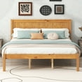 thumbnail image 1 of SESSLIFE Queen Platform Bed Frame with Headboard, Wood Slat Support, Mattress Foundation, No Box Spring Needed, Easy Assembly, Oak, 1 of 9