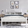 thumbnail image 1 of SESSLIFE Queen Size Platform Bed Frame with Headboard and Metal Slats, Vintage Style Mattress Foundation, Strong Metal Slats Support, Easy Assembly, White, 1 of 6