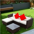 thumbnail image 1 of ENYOPRO Rattan Patio Sofa Set, 3 Pieces All-Weather Patio Sectional Furniture Set, Brown Rattan Conversation Set with Glass Table for Poolside Backyard, 1 of 9