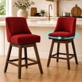 thumbnail image 1 of SESSLIFE Red Bar Stools with Back Set of 2, 26" Counter Height Swivel Bar Stools, Upholstered Farmhouse Counter Stools with Solid Wood Legs, Bar Chairs for Kitchen Island & Home, 1 of 11