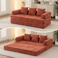 thumbnail image 1 of SESSLIFE Sofa Bed, Convertible Chenille Fabric Boneless Couch, Sleeper Sofa with Pillows & Storage Pocket, No Assembly Folding Pull Out Couch for Living Room, Orange, 1 of 9