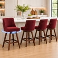 thumbnail image 1 of SESSLIFE Swivel Bar Stools Set of 4, 26" Counter Height Upholstered Bar Stools with Back, Bar Chairs with Solid Wood Legs for Kitchen Island Dining Room Home, Red, 1 of 9