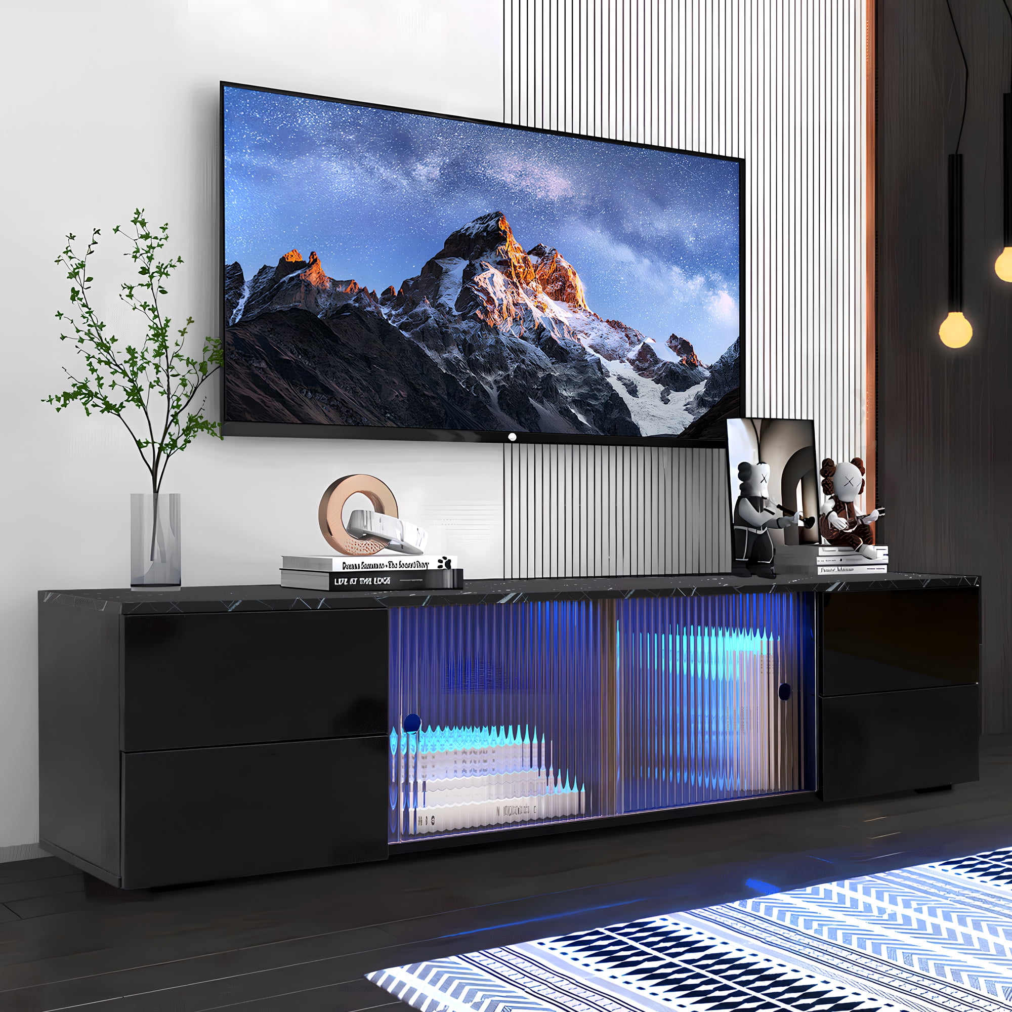 SESSLIFE TV Stand for 70 Inch TV, Large Television Stand with RGB LED