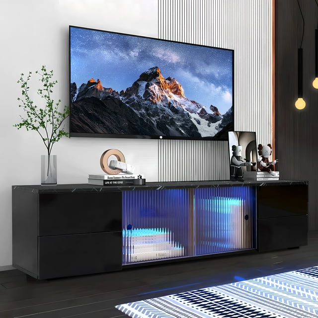 SESSLIFE TV Stand for 70 Inch TV, Large Television Stand with RGB LED ...