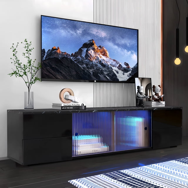 SESSLIFE TV Stand for 70 Inch TV, Large Television Stand with RGB LED