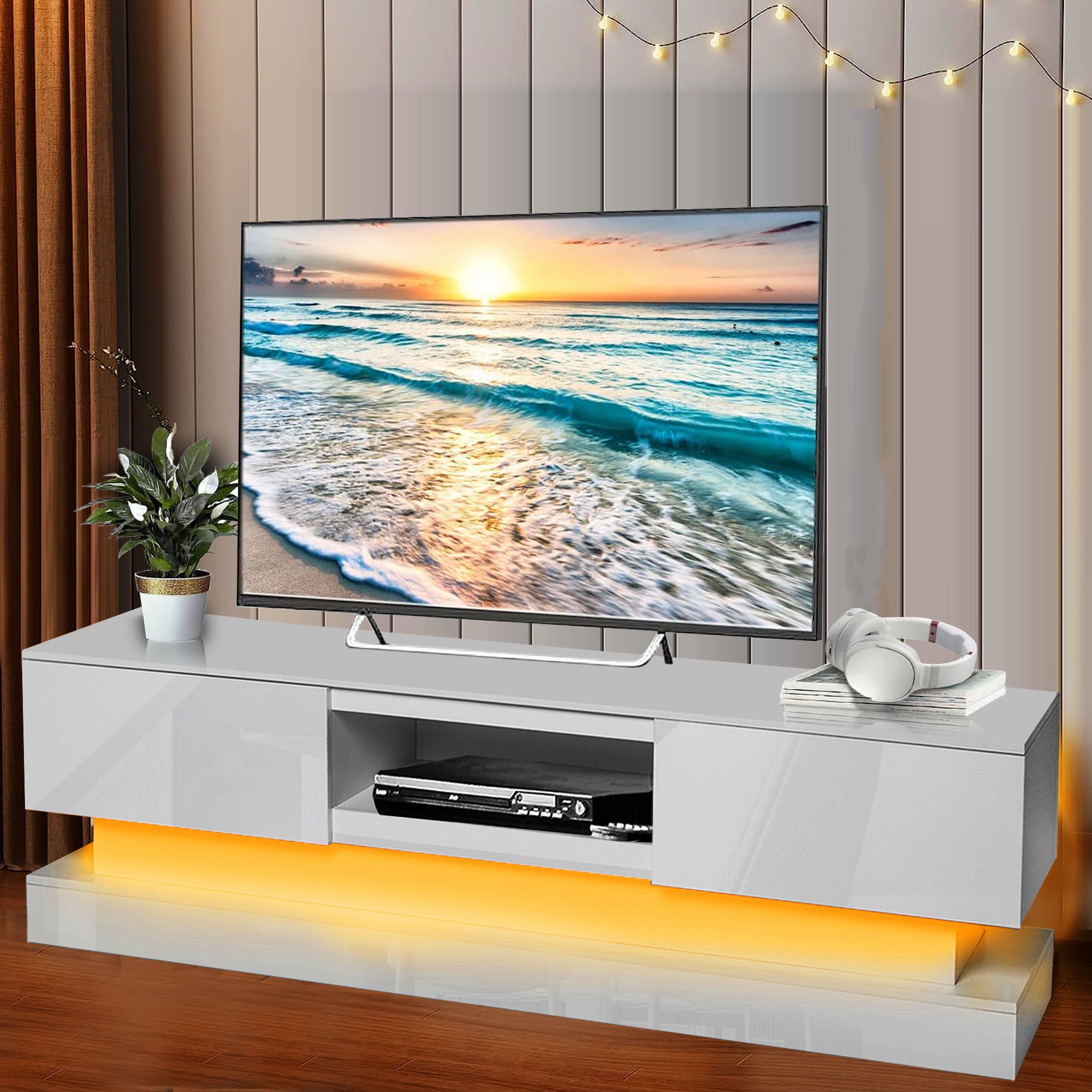 SESSLIFE TV Stand with LED Lights for 55 Inch TV, Gaming Entertainment