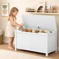 thumbnail image 1 of Kids Toy Box for Boys Girls, SESSLIFE Wooden Toy Box with Safety-Hinged Lid, Toy Organizer and Bench for Playroom, Bedroom, or Toddler Room, Supports up to 160 lbs, White, 1 of 8
