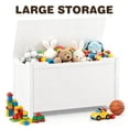 thumbnail image 1 of SESSLIFE Toy Storage Box with Lid, Wooden Toy Chest Seating Bench for Boys and Girls, Safety Hinged Storage Chest, Toy Organizer for Playroom Bedroom Entryway, White, 1 of 7