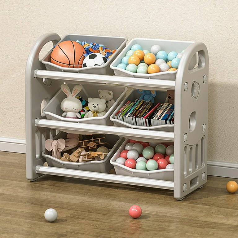 SESSLIFE Toy Storage Organizer with 6 Bins, Multi-functional