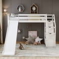 thumbnail image 1 of SESSLIFE Twin Loft Bed with Slide and 3 Drawers, Wood Storage Loft Bed Frame with Staircase, White, 1 of 10