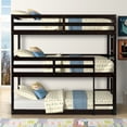 thumbnail image 1 of SESSLIFE Twin Over Twin Bunk Bed with Wood Frame and Ladder, Space-Saving Design, Espresso, 1 of 9