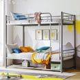 thumbnail image 1 of SESSLIFE Twin Over Twin Bunk Bed, Sturdy Metal Bunk Bed with Storage Shelf, Suitable for Bedroom, Dorm, Mattress Foundation, No Box Spring Needed, 1 of 10