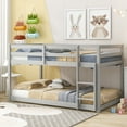 thumbnail image 1 of SESSLIFE Twin Over Twin Bunk Bed with Wood Frame and Ladder, Space-Saving Design, Gray, 1 of 7