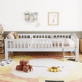 thumbnail image 1 of Sesslife Twin Platform Bed Frame, Solid Wood Montessori Bed with Safety Guardrails and Ladder, Twin Low Profile Bed with Slats for Boys Girls, No Box Spring Needed, Holds 400 lbs, Grey, 1 of 10