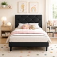 thumbnail image 1 of UHOMEPRO Twin Bed Frame with Headboard, Strong Wood Slat Support, No Box Spring Needed, Noise-Free, Black, 1 of 6