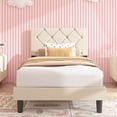 thumbnail image 1 of Sesslife Twin Bed Frame, Faux Leather Platform Bed Frame with Adjustable Headboard, Mattress Foundation, Holds 400LBS, No Box Spring Needed, Easy Assembly, White, 1 of 7