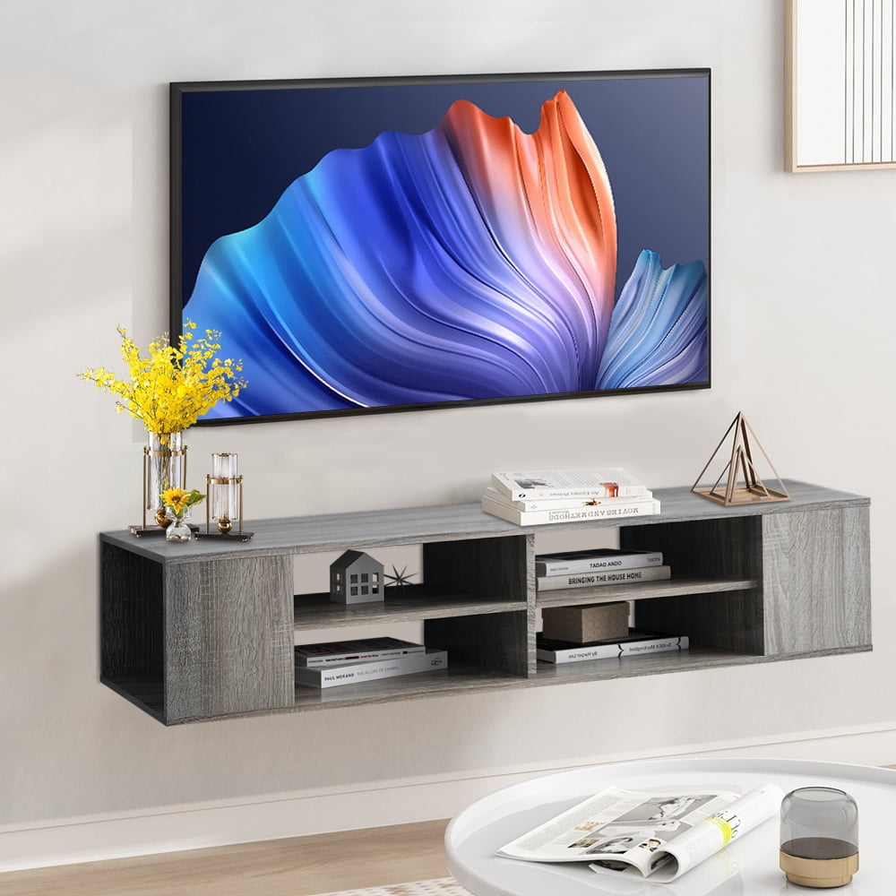 SESSLIFE Wall Mounted Media Console, Floating TV Stand Component Shelf