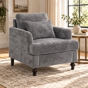 SESSLIFE Accent Chair, Comfy Upholstered Armchair with Wide Seat, Mid Century Modern Reading Chair for Living Room Bedroom, Home Office, Small Spaces, Gray