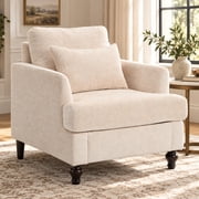 SESSLIFE Accent Chair, Comfy Upholstered Armchair with Wide Seat, Mid Century Modern Reading Chair for Living Room Bedroom, Home Office, Small Spaces, Gray