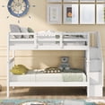 thumbnail image 1 of SESSLIFE Wood Bunk Bed with Staircase, White Twin Bunk Beds, Twin Over Twin Bunk Bed with Storage Shelves and Full Length Guardrail, No Box Spring Required, TE1308, 1 of 9