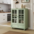 thumbnail image 1 of SESSLIFE Compact Buffet Cabinet for Small Space, 31.5" White Sideboard with Glass Doors and Drawer, Storage Cabinet for Entryway, Hallway or Bedroom, Green, 1 of 12