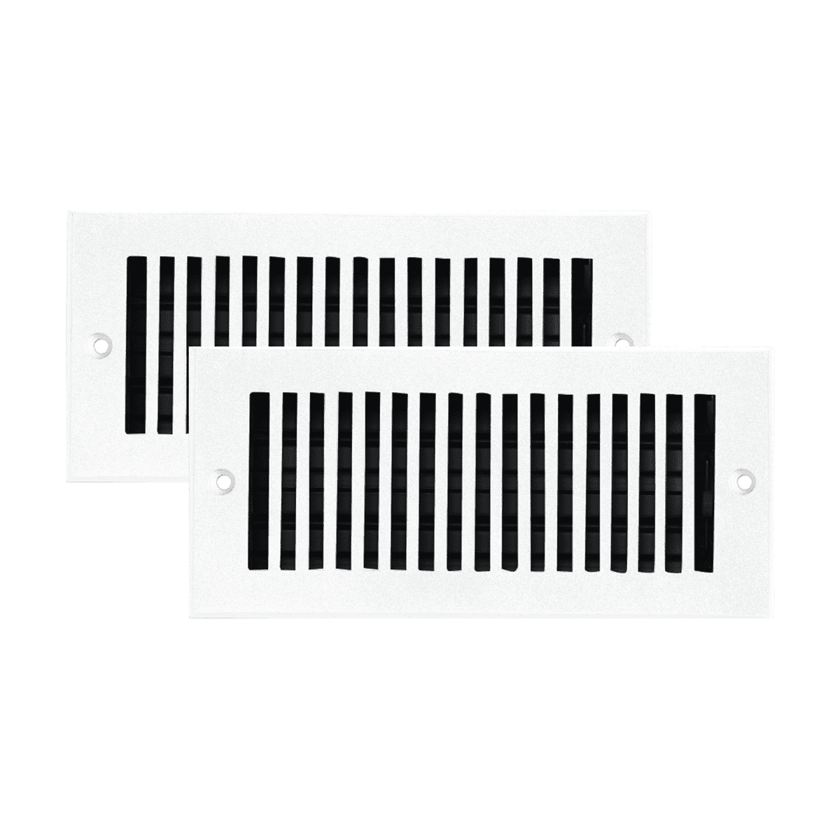 SET of 2 SLEEK Vent cover 4"x10" duct opening (Overall 5-1/2"x 11-3/4") in Simple Design Solid Cast Aluminum register cover || Powder Coated White with holes