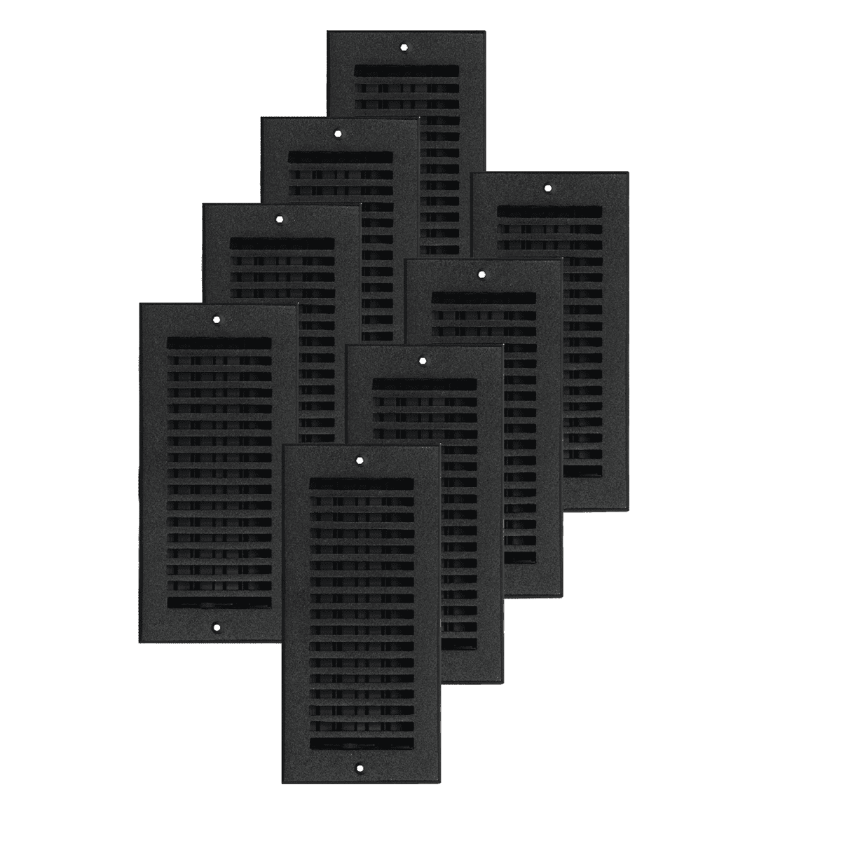 SET of 8 SLEEK Vent cover 4"x10" duct opening (Overall 5-1/2"x 11-3/4") in Simple Design Solid Cast Aluminum register cover || Powder Coated Black with holes