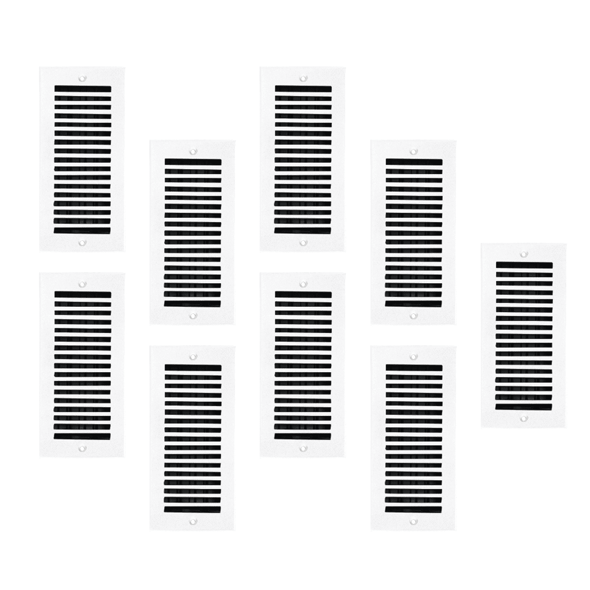 SET of 9 SLEEK Vent cover 4"x10" duct opening (Overall 5-1/2"x 11-3/4") in Simple Design Solid Cast Aluminum register cover || Powder Coated White with holes