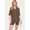 thumbnail image 1 of SET Basic Bae Full Size V-Neck Drop Shoulder Top and Shorts Set, 1 of 11