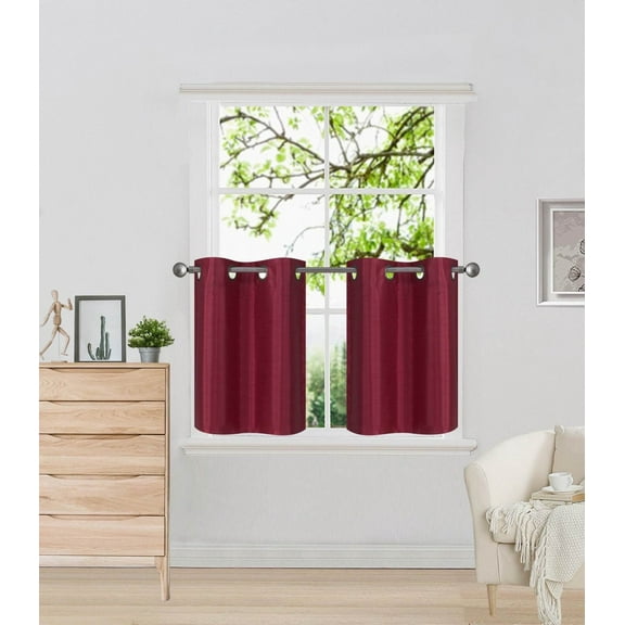 SET D2 BURGUNDY VALANCE SOLID LINED EFFICIENT ENERGY BLACKOUT WINDOW ANY ROOM CURTAIN SIZE 30" WIDE X 24" LENGTH